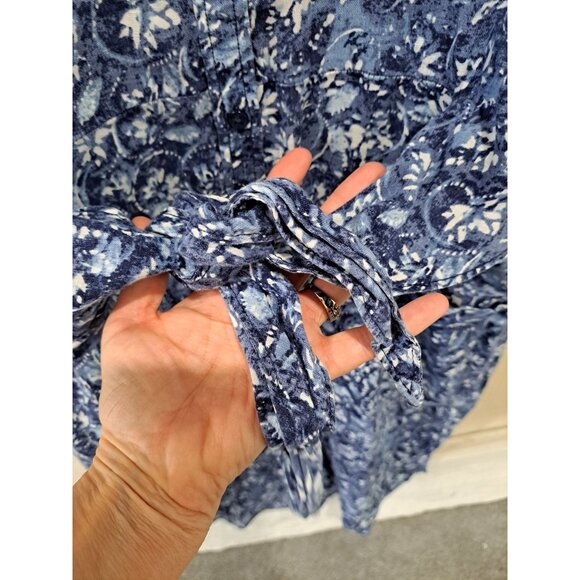 Lauren Ralph Lauren Linen Floral Shirtdress Tie Waist Blue Plus Size 14 Women's - Picture 3 of 12
